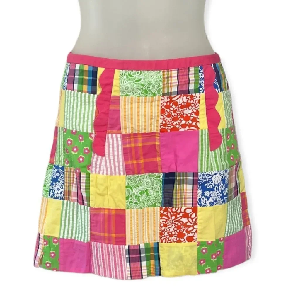 Lilly Pulitzer Palm Beach Patchwork Skirt White Label Size 0 😃